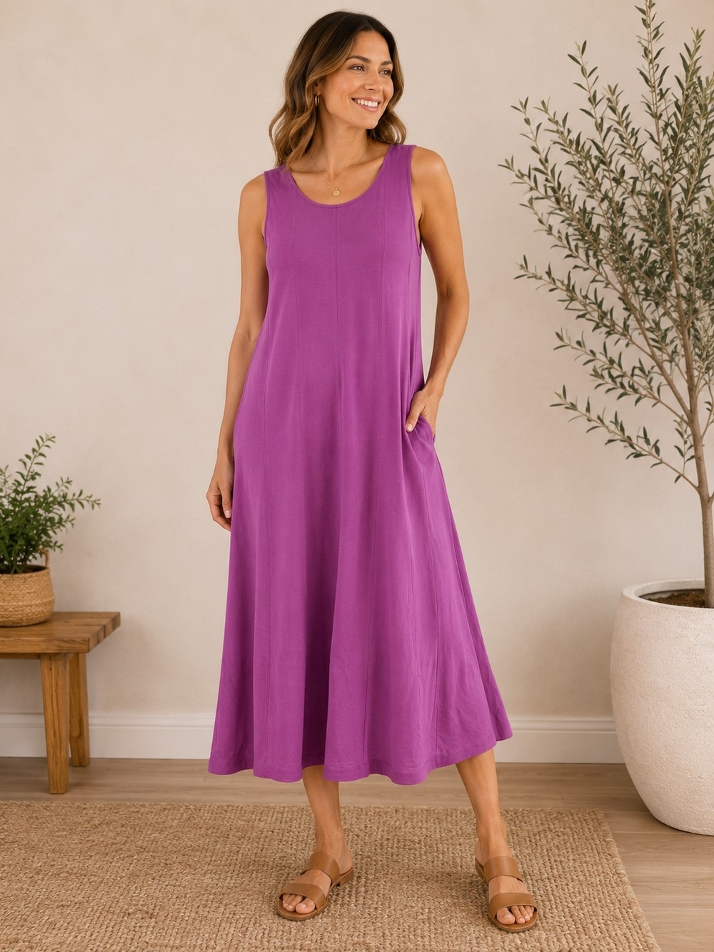 J. Jill Sleeveless Knit Dress in Magenta